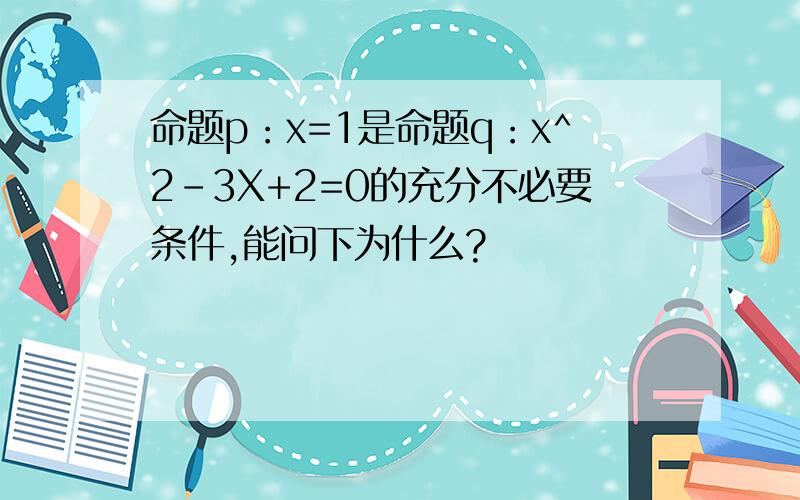 命题p：x=1是命题q：x^2-3X+2=0的充分不必要条件,能问下为什么?