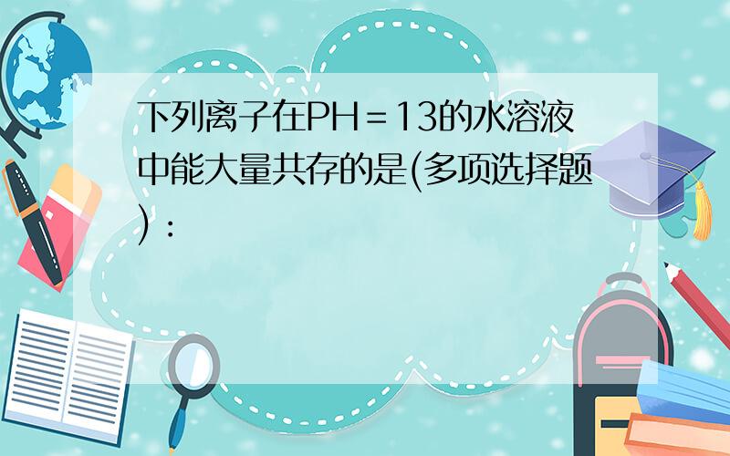 下列离子在PH＝13的水溶液中能大量共存的是(多项选择题)：