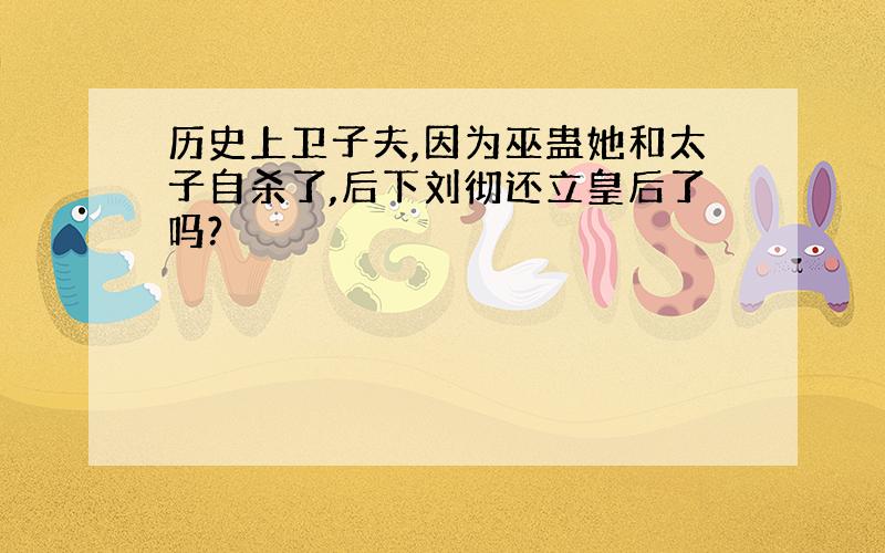 历史上卫子夫,因为巫蛊她和太子自杀了,后下刘彻还立皇后了吗?