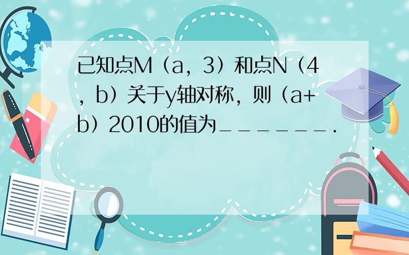 已知点M（a，3）和点N（4，b）关于y轴对称，则（a+b）2010的值为______．