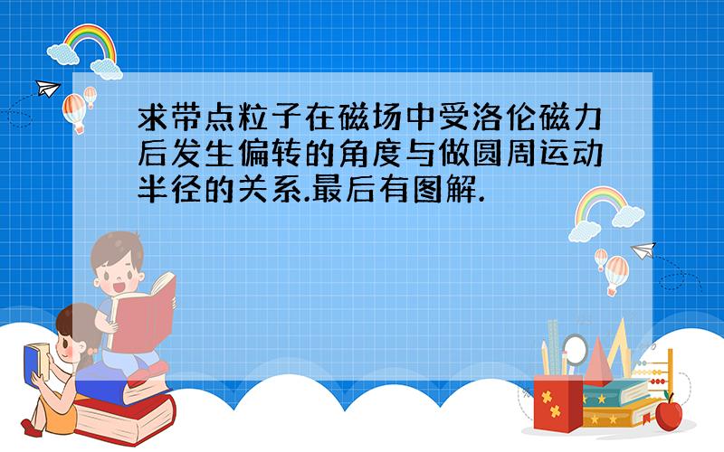 求带点粒子在磁场中受洛伦磁力后发生偏转的角度与做圆周运动半径的关系.最后有图解.