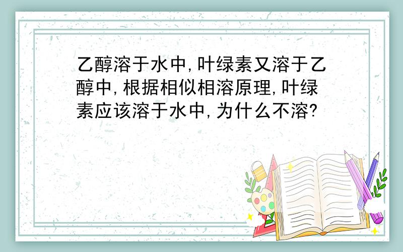 乙醇溶于水中,叶绿素又溶于乙醇中,根据相似相溶原理,叶绿素应该溶于水中,为什么不溶?