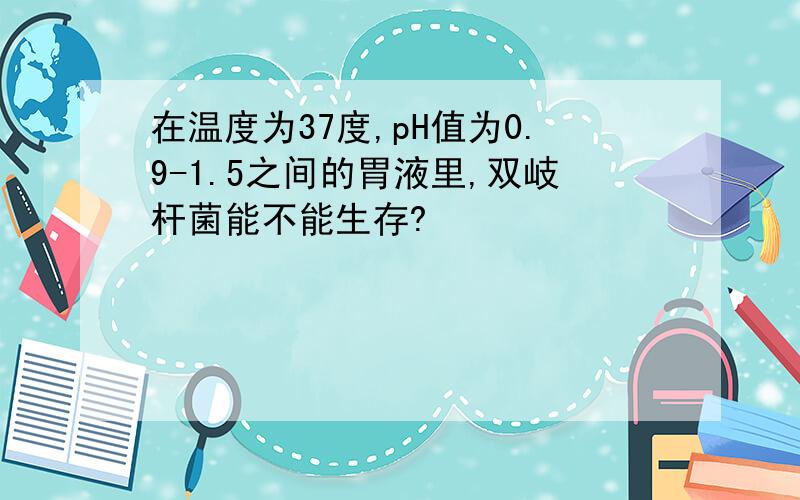 在温度为37度,pH值为0.9-1.5之间的胃液里,双岐杆菌能不能生存?