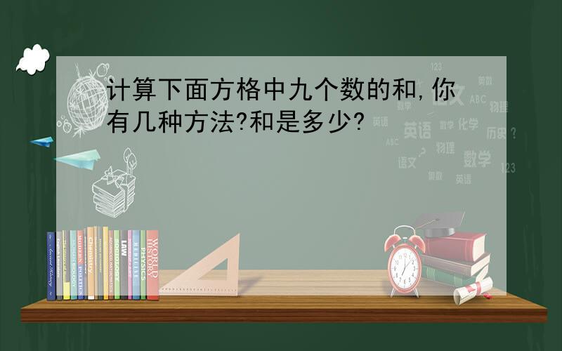 计算下面方格中九个数的和,你有几种方法?和是多少?