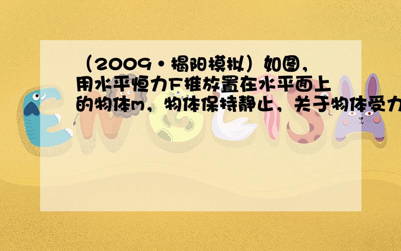 （2009•揭阳模拟）如图，用水平恒力F推放置在水平面上的物体m，物体保持静止，关于物体受力情况说法正确的是（　　）