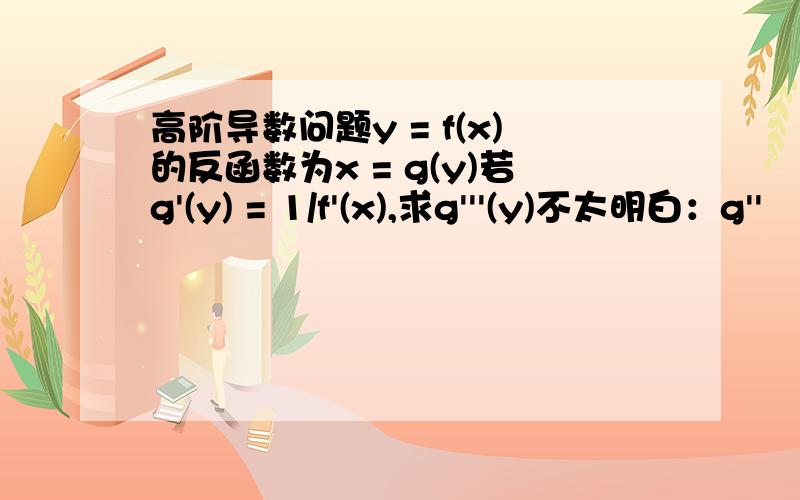 高阶导数问题y = f(x)的反函数为x = g(y)若g'(y) = 1/f'(x),求g'''(y)不太明白：g''