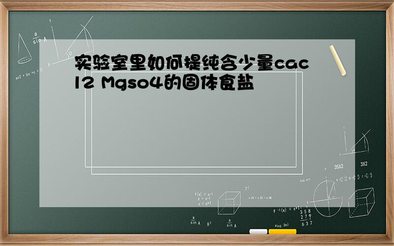 实验室里如何提纯含少量cacl2 Mgso4的固体食盐