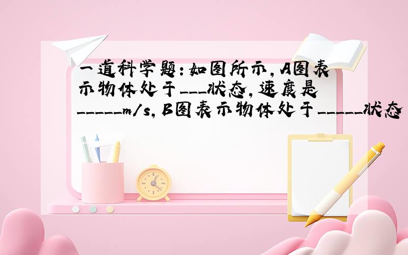 一道科学题：如图所示,A图表示物体处于___状态,速度是_____m/s,B图表示物体处于_____状态