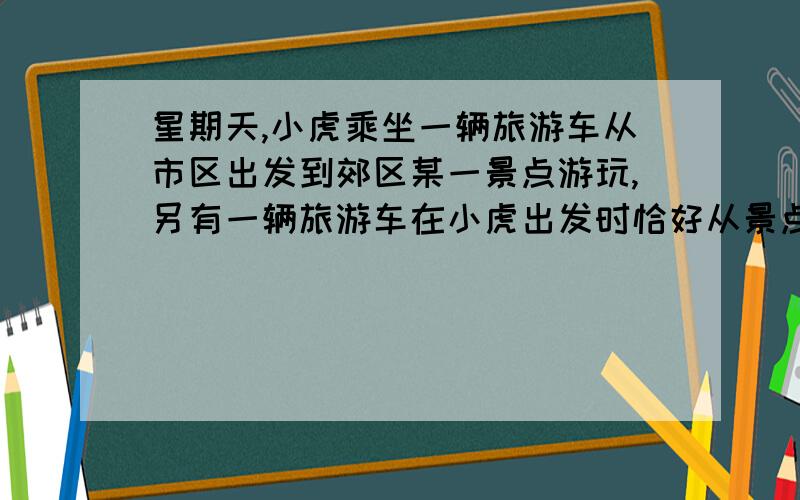 星期天,小虎乘坐一辆旅游车从市区出发到郊区某一景点游玩,另有一辆旅游车在小虎出发时恰好从景点返回.已知小虎乘坐的旅游车3