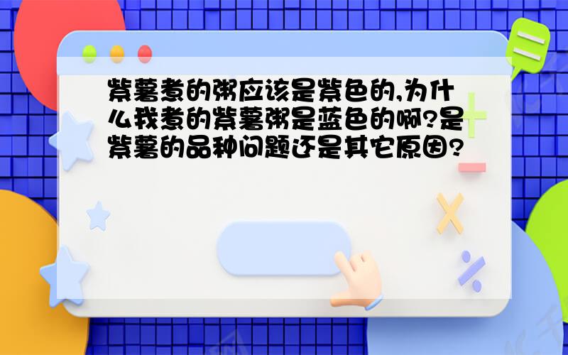 紫薯煮的粥应该是紫色的,为什么我煮的紫薯粥是蓝色的啊?是紫薯的品种问题还是其它原因?