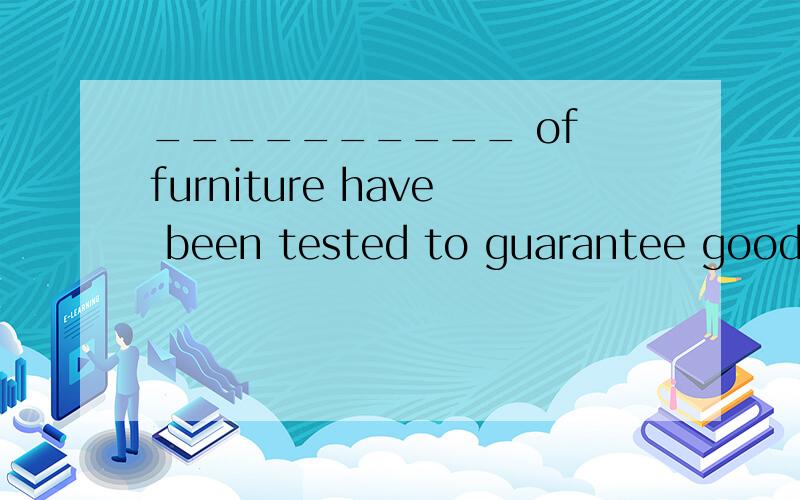 __________ of furniture have been tested to guarantee good q