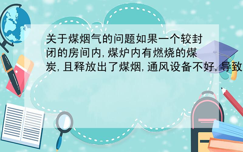 关于煤烟气的问题如果一个较封闭的房间内,煤炉内有燃烧的煤炭,且释放出了煤烟,通风设备不好,导致煤烟气在房屋内大量聚集起来