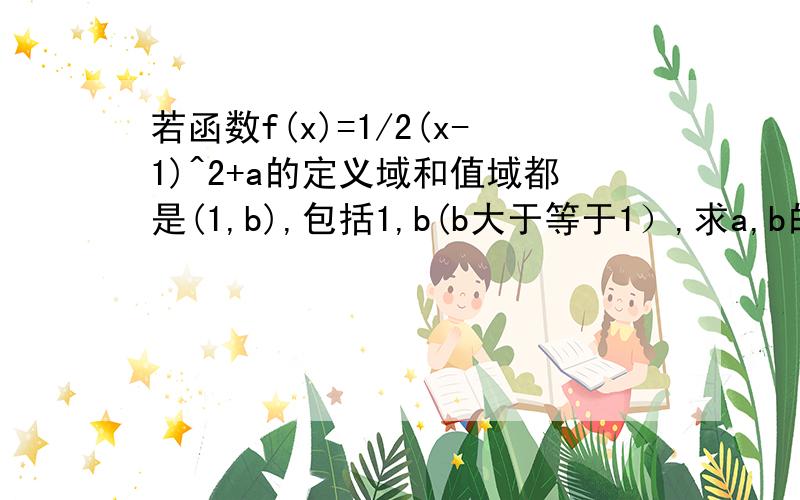 若函数f(x)=1/2(x-1)^2+a的定义域和值域都是(1,b),包括1,b(b大于等于1）,求a,b的值.