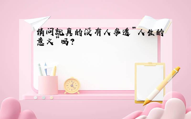 请问就真的没有人参透”人生的意义”吗?