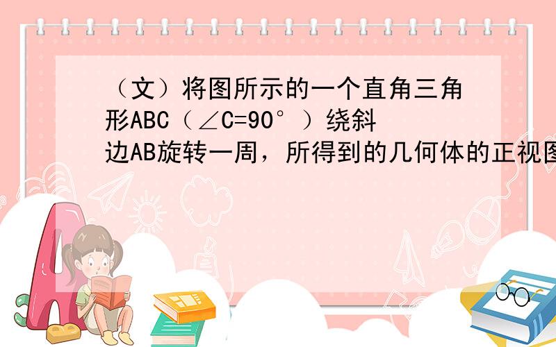 （文）将图所示的一个直角三角形ABC（∠C=90°）绕斜边AB旋转一周，所得到的几何体的正视图是下面四个图形中的（　　）