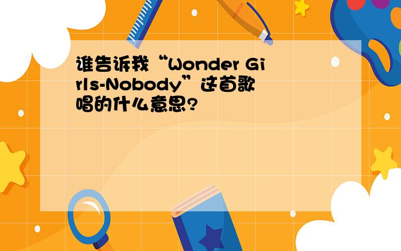 谁告诉我“Wonder Girls-Nobody”这首歌唱的什么意思?