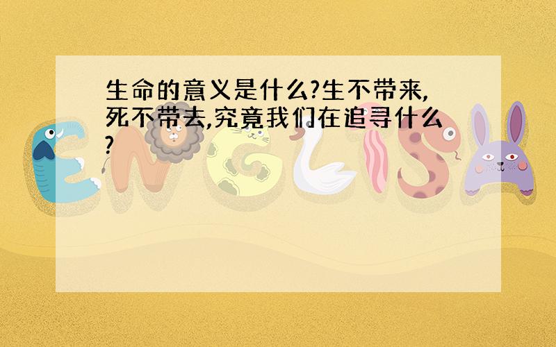 生命的意义是什么?生不带来,死不带去,究竟我们在追寻什么?