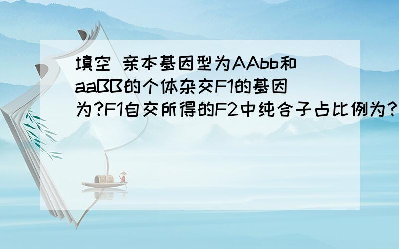 填空 亲本基因型为AAbb和aaBB的个体杂交F1的基因为?F1自交所得的F2中纯合子占比例为?亲本纯...