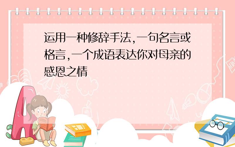 运用一种修辞手法,一句名言或格言,一个成语表达你对母亲的感恩之情