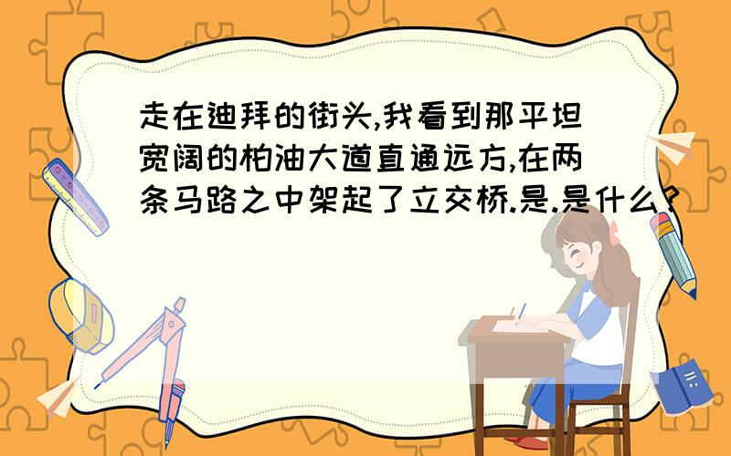 走在迪拜的街头,我看到那平坦宽阔的柏油大道直通远方,在两条马路之中架起了立交桥.是.是什么?