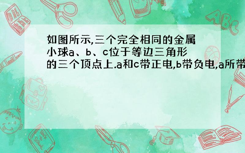 如图所示,三个完全相同的金属小球a、b、c位于等边三角形的三个顶点上.a和c带正电,b带负电,a所带电量的大小比b的小.