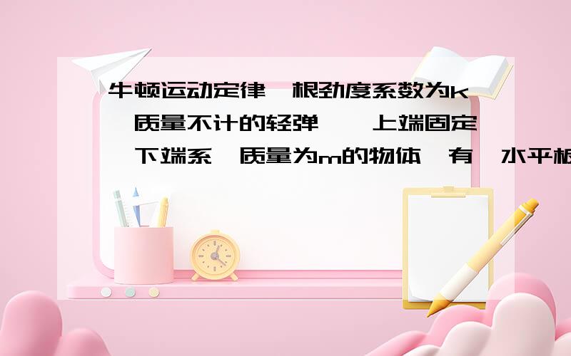 牛顿运动定律一根劲度系数为k,质量不计的轻弹簧,上端固定,下端系一质量为m的物体,有一水平板将物体拖托住,并使弹簧处于自