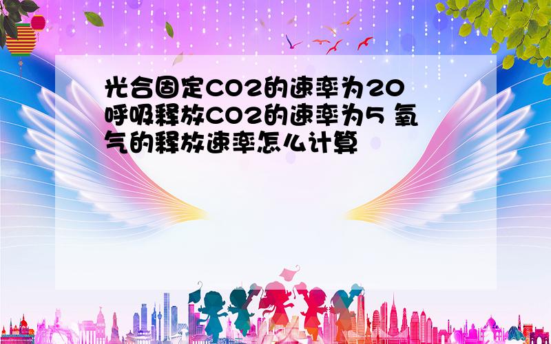 光合固定CO2的速率为20 呼吸释放CO2的速率为5 氧气的释放速率怎么计算