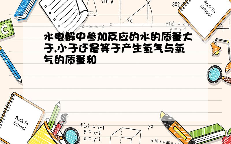 水电解中参加反应的水的质量大于,小于还是等于产生氢气与氧气的质量和