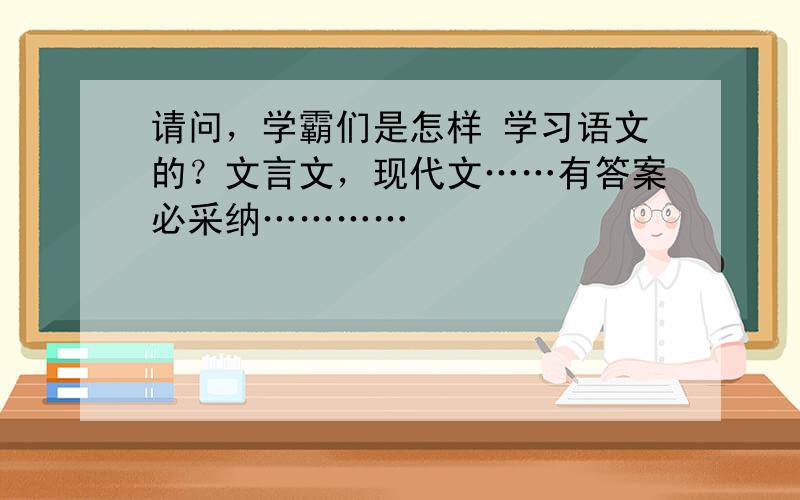 请问，学霸们是怎样 学习语文的？文言文，现代文……有答案必采纳…………