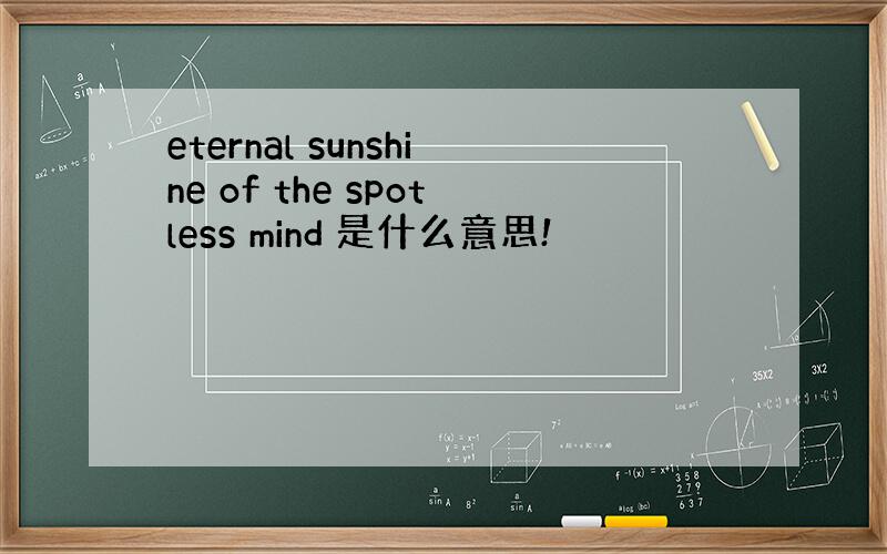 eternal sunshine of the spotless mind 是什么意思!