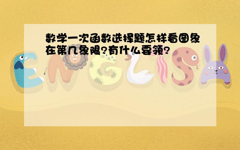 数学一次函数选择题怎样看图象在第几象限?有什么要领?