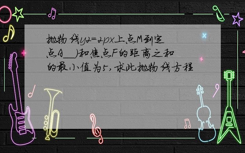 抛物线y2=2px上点M到定点A__)和焦点F的距离之和的最小值为5,求此抛物线方程