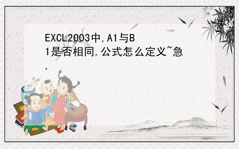 EXCL2003中,A1与B1是否相同,公式怎么定义~急,