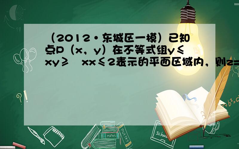 （2012•东城区一模）已知点P（x，y）在不等式组y≤xy≥−xx≤2表示的平面区域内，则z=2x+y的最大值为（