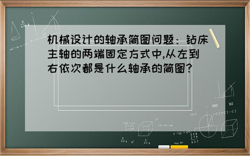 机械设计的轴承简图问题：钻床主轴的两端固定方式中,从左到右依次都是什么轴承的简图?