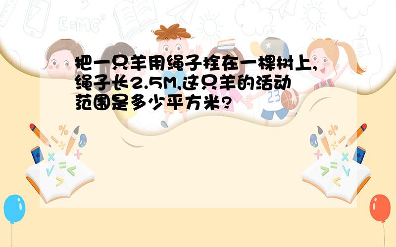 把一只羊用绳子拴在一棵树上,绳子长2.5M,这只羊的活动范围是多少平方米?