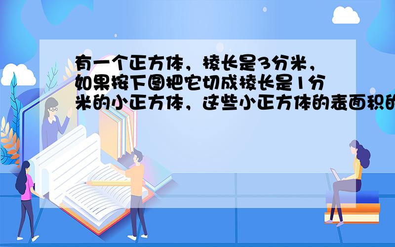 有一个正方体，棱长是3分米，如果按下图把它切成棱长是1分米的小正方体，这些小正方体的表面积的和是多少？