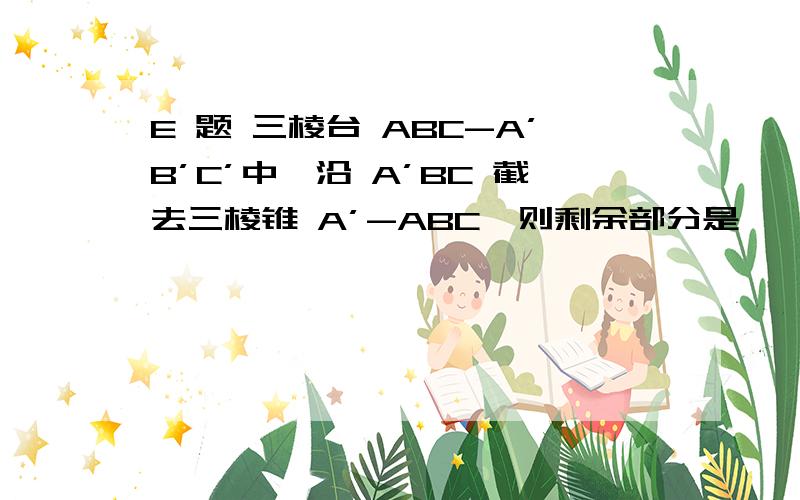 E 题 三棱台 ABC-A’B’C’中,沿 A’BC 截去三棱锥 A’-ABC,则剩余部分是