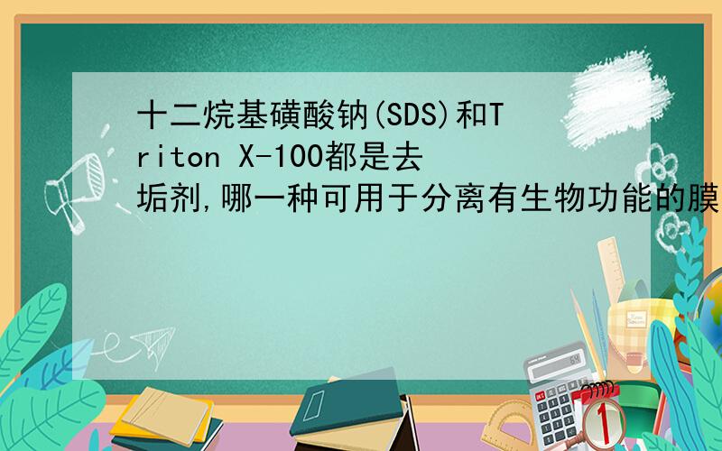 十二烷基磺酸钠(SDS)和Triton X-100都是去垢剂,哪一种可用于分离有生物功能的膜蛋白