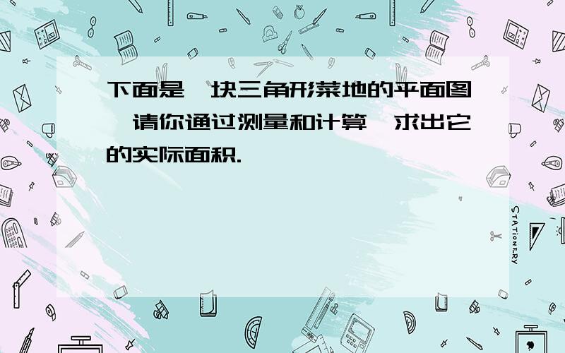 下面是一块三角形菜地的平面图,请你通过测量和计算,求出它的实际面积.