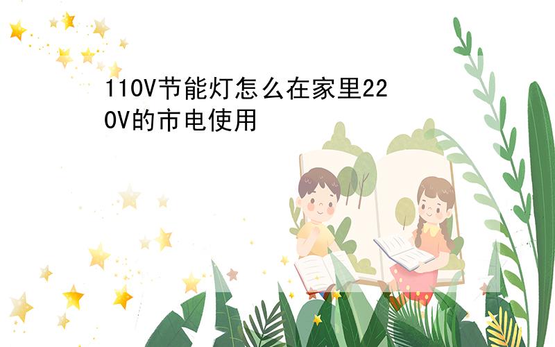 110V节能灯怎么在家里220V的市电使用