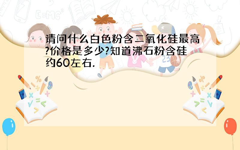 请问什么白色粉含二氧化硅最高?价格是多少?知道沸石粉含硅约60左右.