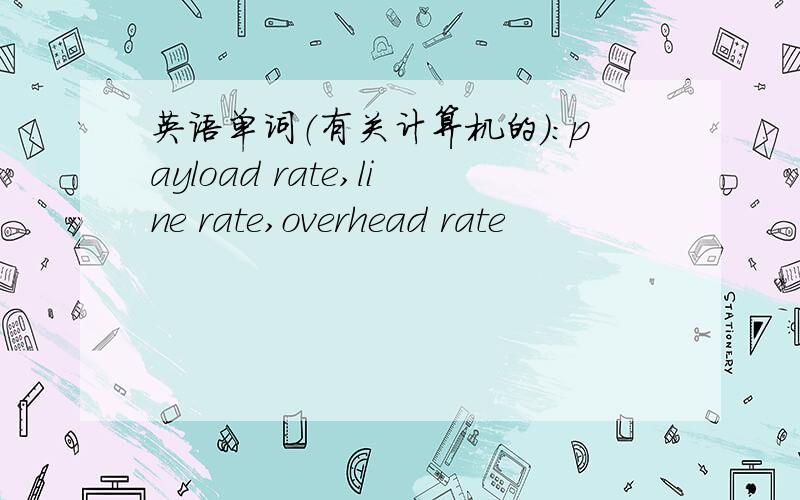 英语单词（有关计算机的）：payload rate,line rate,overhead rate