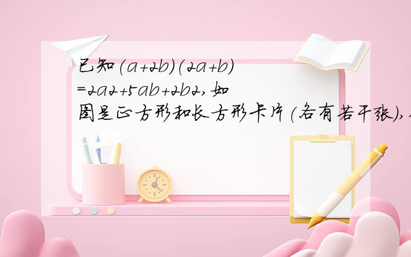 已知(a＋2b)(2a＋b)＝2a2＋5ab＋2b2,如图是正方形和长方形卡片(各有若干张),你能用拼图的方法说明上式吗