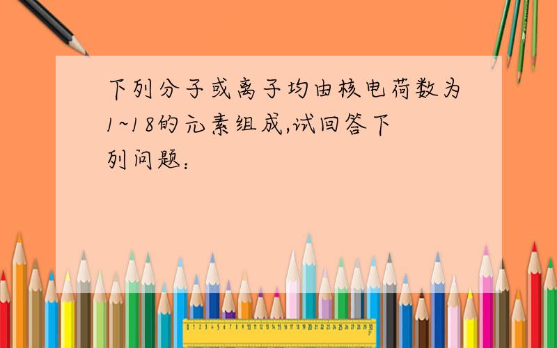 下列分子或离子均由核电荷数为1~18的元素组成,试回答下列问题：