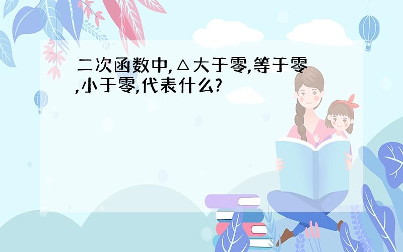 二次函数中,△大于零,等于零,小于零,代表什么?