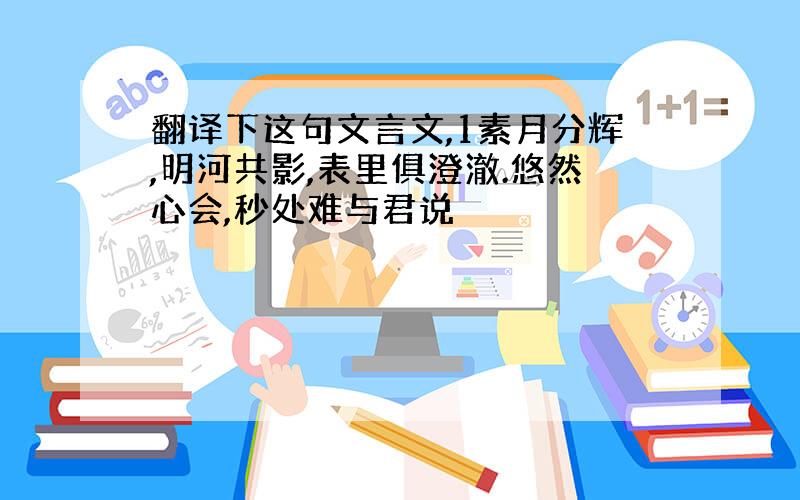 翻译下这句文言文,1素月分辉,明河共影,表里俱澄澈.悠然心会,秒处难与君说