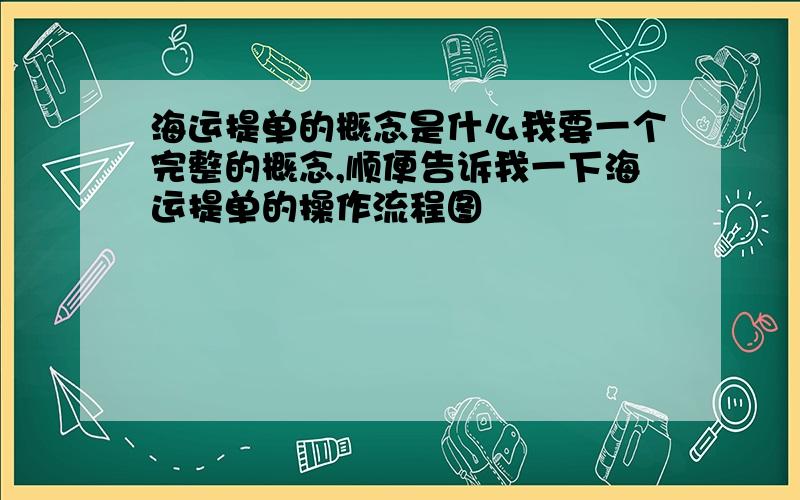 海运提单的概念是什么我要一个完整的概念,顺便告诉我一下海运提单的操作流程图