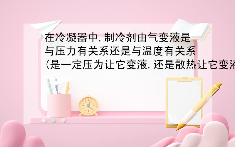 在冷凝器中,制冷剂由气变液是与压力有关系还是与温度有关系(是一定压为让它变液,还是散热让它变液)