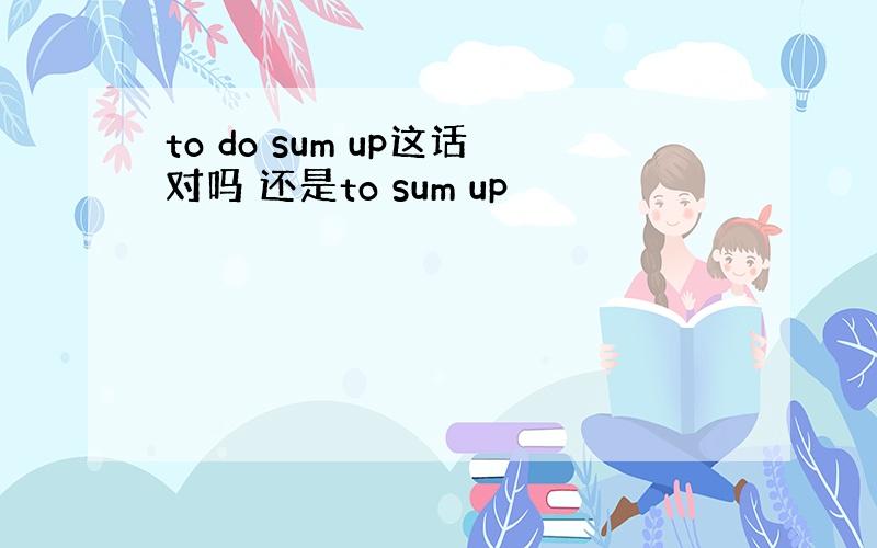 to do sum up这话对吗 还是to sum up